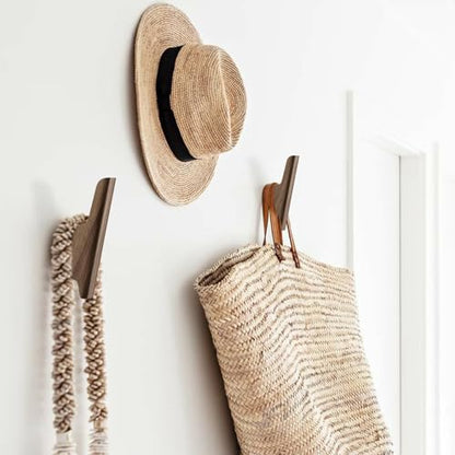Wood Wall Hooks 4 Pack Coat Hooks Wall Mount Walnut Wooden Hooks for Hanging Hat, Bag, Backpack, Rustic Coat Hooks for Wall, Wood Towel Hooks for Bathrooms and Entryway Hooks (Walnut, Light) - color: Walnut, Light