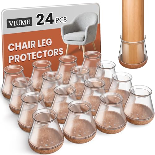 24 Pcs Chair Leg Floor Protectors for Hardwood Floors Silicone Covers to Protect Wood Tile Floors Scratches Felt Pads Furniture Leg Caps No Noise (Fit:0.5"-0.78") - color: Clear-24pcs, size: Universal XS