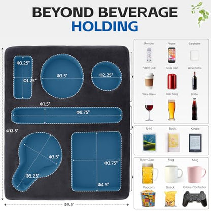 G GOOD GAIN Couch Cup Holder Pillow-Sofa Cup Holder Cozy Buddy | Bed Drink Caddy Holds Tablet, Remote, Snacks | Waterproof Anti-Spill Sofa Beverage Tray for Car, Park, Beach, Picnic, Boat, RV(Grey) - color: Gray, size: 12.5 x 9.5 inches