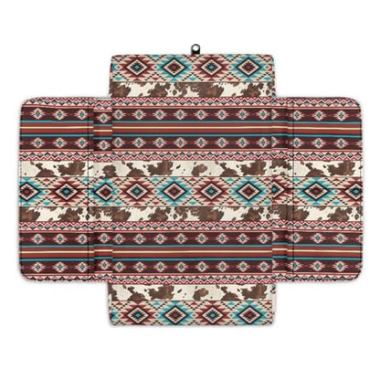 Wanyint Aztec Brown Cow Print Car Center Console Cushion Cover Comfortable Armrest Seat Box Lid with Organizer Pockets Anti-Scratch Arm Rest Covering Suitable for Most Cars SUVs Trucks - color: Aztec Brown Cow Print