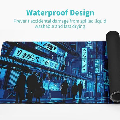 Japanese Gaming Mouse Pad Large Desk Mat Extended Keyboard Streets Mouse Pad Anime Mousepad with Non-Slip Base and Stitched Edge Mouse Mat Desk Pad 31.5 x 11.8 Mouse Pads for Desk Home Office Gaming - color: Japanese Streets