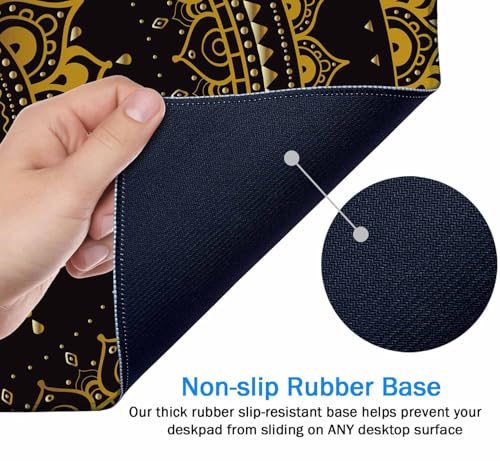 Large Extended Gaming Mouse Pad with Stitched Edges, Non-Slip Waterproof Rubber Base Mouse Pad for Office, Computer, Keyboard, Laptop and Home Desk Pad 31.5X15.7 Inch Mandala Pattern - color: Mandala Pattern, size: 31.5L x 15.7W inches