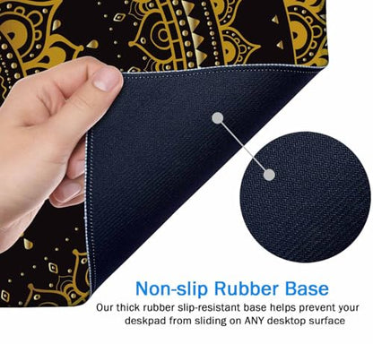 Large Extended Gaming Mouse Pad with Stitched Edges, Non-Slip Waterproof Rubber Base Mouse Pad for Office, Computer, Keyboard, Laptop and Home Desk Pad 31.5X15.7 Inch Mandala Pattern - color: Mandala Pattern, size: 31.5L x 15.7W inches