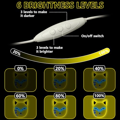 Anime Neon Sign, Fox Face Led Neon Light Signs for Wall Decor Japanese Light up Sign for Bedroom Game Room Party Decoration Birthday Gift for Girl Christmas Dimmable USB Powered(13.8"*12.4") - style: MASK YELLOW