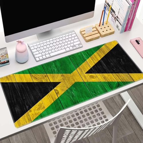 Gaming Mouse Pad, Large Mouse Pads for Desk, Non-Slip Rubber Base Mousepad, Keyboard Mouse Mat, Desk Pad with Stitched Edges, 31.5x11.8inch, Jamaican Flag - color: Jamaican Flag