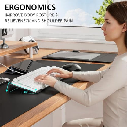 Acrylic Computer Keyboard Stand for Desk, Keyboard Riser Tilt Lift, Keyboard Holder for Desktop, Desk Keyboard Lifter（White） - color: Black 17in L* 5.7in W* 1.2in H