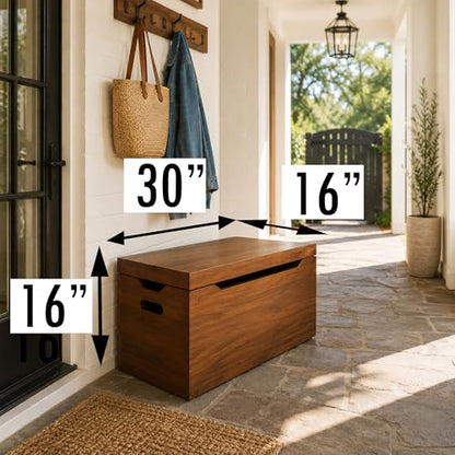 Entryway Storage Chest for Shoe, Boots & Bags, Fully Assembled, Walnut - color: Entryway Bench Storage - Walnut