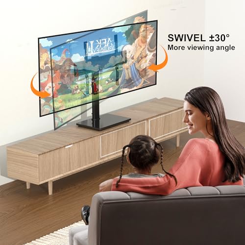 XINLEI Universal Swivel TV Stand Base Table Top TV Stand for 32-75 Inch TVs 60 Degree Swivel, 12 Height Adjustable Monitor Mount Stand, Max VESA 600x400mm,Holds up to 99lbs TS204 - style: 600x400mm Vesa