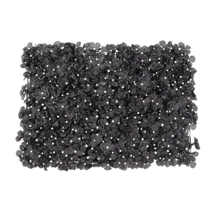 Efavormart Black UV Protected Hydrangea Flower Wall Mat Backdrop 4 Artificial Panels - 11 Sq ft. - color: Black