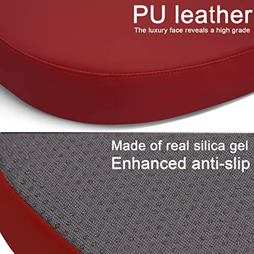 BUYUE 14" Metal Chair Cushion with Magnetic 1 Piece, Luxury PU Leather Waterproof Anti-Slip Seat Pad for Kitchen Cafe Dining Bistro Stackable Chairs (U-Shape, Red, 1) - color: Red, style: U-shape-1 Pcs