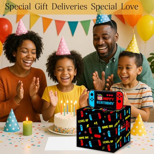 ChillHui Video Game Birthday Money Gift Boxes, Game Theme Birthday Money Pull Box for Boys Girls - color: Red Game