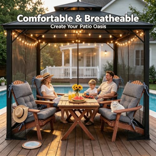 QILLOWAY Outdoor Rocking Chair Cushions Set of 2, 100% Polyester Waterproof Patio Rocking Chair Cushion, High Back Weatherproof Chair Pad for Adirondack & Outdoor Furniture, Charcoal Grey, Black - color: Charcoal Grey/Black