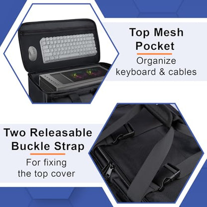Computer Desktop Mid Tower Large Carrying Case, PC Travel Case for Computer for Moving, Portable Gaming Backpack for Keyboard, Mouse and Accessories,Compatible with ATX/M-ATX mainframe chassis