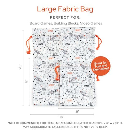 Gather & Knot Drawstring Gift Bags | 20" Large 12" Small | Premium Canvas | Reusable Fabric Wrap for Boys Birthdays, Baby Shower | Space - color: Space