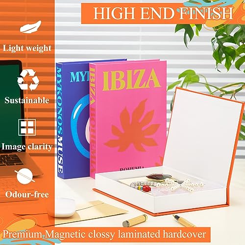Cholemy 3 Pcs Fake Books Decorative Preppy Book Storage Box Faux Magnetic with Hidden Storage Faux Aesthetic Decor for Dorm Room Bookshelf Coffee Table Jewelry Keys Small Items
