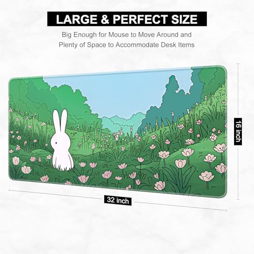 Desk Pad, 32" x 16" XXXL Extended Large Gaming Mouse Pad, Desktop Decor Desk Mat, Men Women Office Supplies and Accessories, Cute Anime Mouse Mat for Laptop & Keyboard, Cute Bunny - color: Anime Bunny