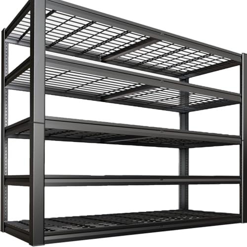 5-Tier Storage Shelves, 68" W Garage Shelving Heavy Duty Metal Adjustable Garage Shelves, Shelving Units Industrial Shelving for Warehouse, 68" W x 20" D x 84" H,Black - size: 68"Wx84"Hx20"D | 5 Tier
