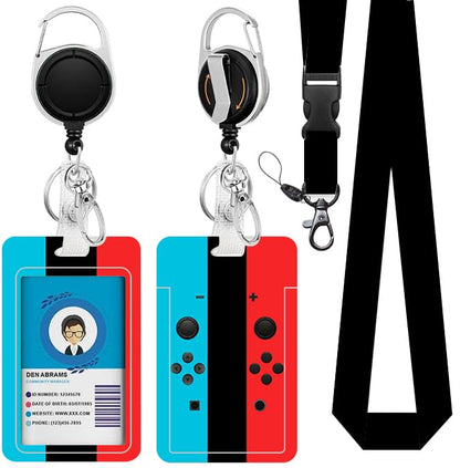 Gamepad Badge Holder with Boys Lanyard, Game Controller ID Badge Holder with Retractable Reel Clip and Keychain, Gamer Vertical Identity Card Cover Case Protector for Gaming Lovers - color: Game Controller