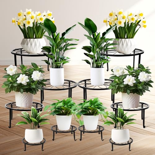 ESRICH 10 Pack Plant Stand, Metal Plant Stands for Outdoor Indoor Plants, Heavy Duty Plant Stands for Multiple Plant, Anti-Rust Iron Plant Pot Shelffor Planter, Potted Plant Holder for Garden Home