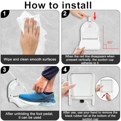 Shower Foot Rest, Strong Suction Cup Foldable Foot Stool for Shaving Legs in Shower, No Drill Bathroom Foot Rest with Anti-Slip Surface for Elderly, Pregnancy, Portable for RV Travel