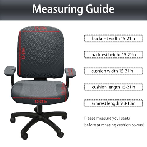 Stretch Jacquard Office Chair Cover with Armrest Covers, Removable Washable Desk Chair Cover, Anti-dust Seat Cushion Protectors -Seat + Backrest, Dark Grey - color: Dark Grey, size: Chair Seat + Backrest + Armrest Cover