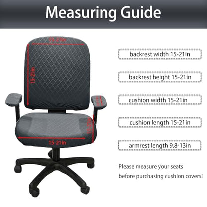 Stretch Jacquard Office Chair Cover with Armrest Covers, Removable Washable Desk Chair Cover, Anti-dust Seat Cushion Protectors -Seat + Backrest, Dark Grey - color: Dark Grey, size: Chair Seat + Backrest + Armrest Cover
