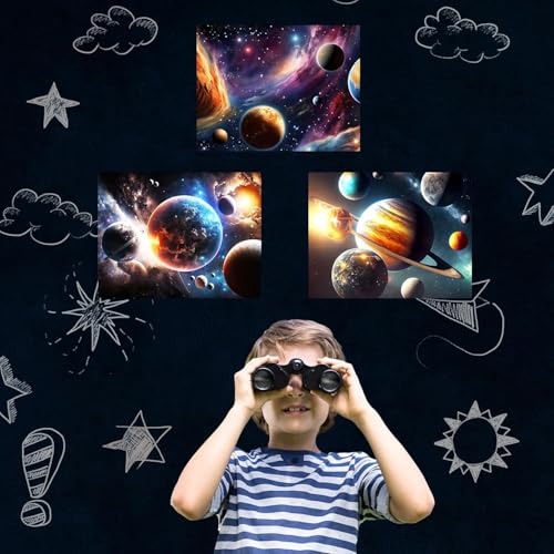 Quanhaigou Glow in The Dark 3D Space Wall Decals, Set of 3 Galaxy Window Stickers for Wall,Planet Themed Room Decor for Kids Boys (Galaxy Glow Green) - color: Galaxy Glow Green