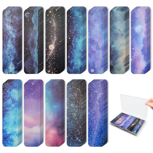 72 Pieces Anxiety Sensory Stickers with Storage Box - Sensory Stickers 2 Textured Surface - Fidget Strips for Office Desk Adult Stress (Galaxy) - style: Galaxy Style