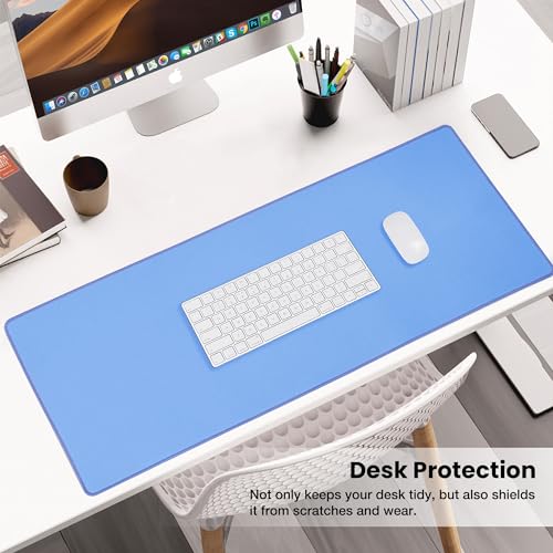 ALOANES Waterproof Gaming Mousepad Large Mouse Mat Non-Slip Rubber Base | Blue Grain Jacquard Surface Keyboard Desk Mat for Computer Office Home L 27.6"x11.8"x0.12" - color: 01- Pro Blue, size: 27.6L x 11.8W inches