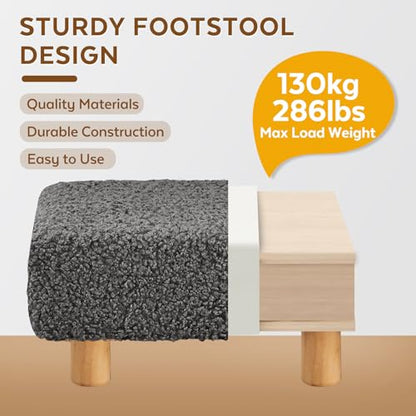 Small Foot Stool Ottoman, Sherpa Footstool Ottoman Foot Rest for Couch, Rectangle Footstools and Ottomans Small for Living Room, Entryway and Bedroom (Gray) - color: Gray (Sherpa)