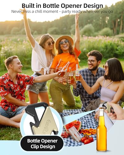 Keychain, Works with Apple Find My, Heavy Duty Keychain Bottle Opener, Carabiner Car Key Chains for Men, Car Key Fob Holder, Anti-Lost Keys Tracker, Smart Keys Finder, Rechargeable, Champagne Gold - color: Champagne Gold