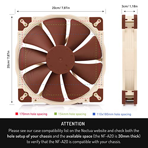 Noctua NF-A20 FLX, Premium Quiet Fan, 3-Pin (200x30mm, Brown)