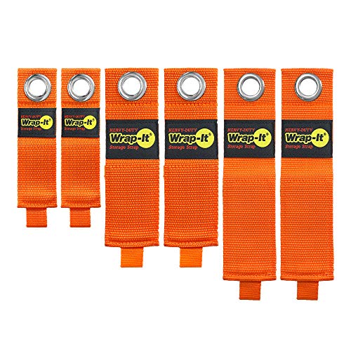 Heavy-Duty Wrap-It Storage Straps (Assorted 6-Pack), Blaze Orange - Garage Organizer and Extension Cord Hanger and Electric Cord Organizers for Garage Gadgets - color: Blaze Orange, size: Assorted 6-Pack