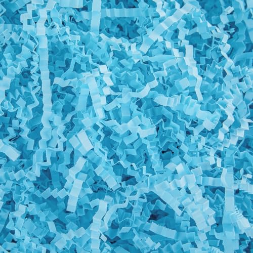 Caleihd Crinkle Cut Paper Shred Packing Grass Cushion Paper Streamer for Christmas Wedding Birthday Bridesmaid Engagement Craft Gift Boxes Bags Basket Filler Decoration 4.5oz Blue - color: Blue