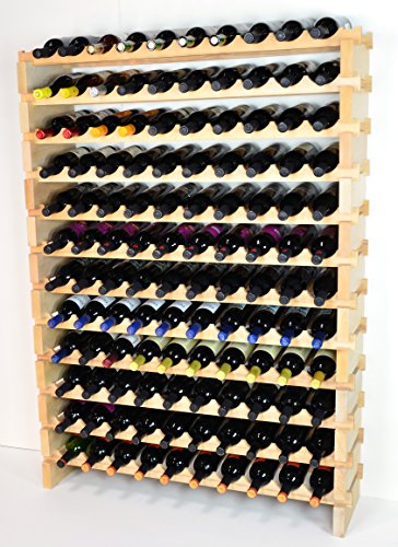 sfDisplay.com,LLC. Modular Wine Rack Beechwood 40-120 Bottle Capacity 10 Bottles Across up to 12 Rows Newest Improved Model (120 Bottles - 12 Rows) - size: 120 Bottles - 12 Rows