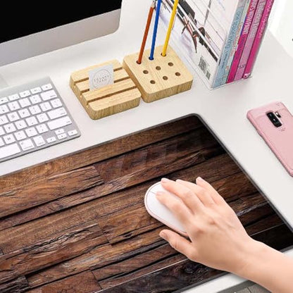 Large Extended Gaming Mouse Pad with Stitched Edges, Non-Slip Waterproof Rubber Base Mouse Pad for Office, Computer, Keyboard, Laptop and Home Desk Pad 31.5 x 11.8 x 0.12 Inch Dark Wood Texture - color: Dark Wood Texture