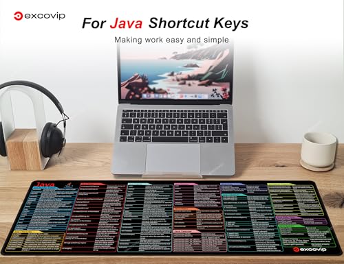 excovip Java Commands Shortcuts Mouse Pad -80x30x0.2 cm Extended Large Cheat Sheet Mousepad PC Office Spreadsheet Keyboard Mouse Mat Non-Slip Stitched Edge 0302 - color: For JAVA