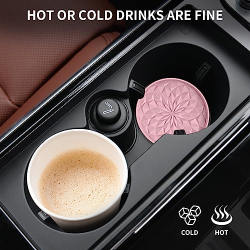ME.FAN Car Coasters for Cup Holders [4 Pack] - 2.75In Silicone Auto Mug Mats - Universal Non-Slip Recessed Car Interior AccessoriesDusty Rose - color: 4 Pack-dusty Rose