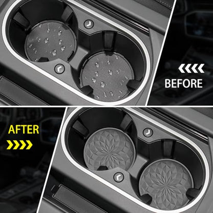 ME.FAN Car Coasters for Cup Holders [4 Pack] - 2.75In Silicone Auto Mug Mats - Universal Non-Slip Recessed Car Interior AccessoriesDeep Grey - color: 4pack-dark Grey