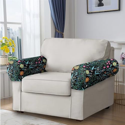 Sofa Headrest Armrest Cover Set Chair Recliner Armrest Cover Soft Breathable Sofa Headrest Covers Non Slip Headrests Slipcovers Lounge Chair Headrests Protector Flower - color: Flower