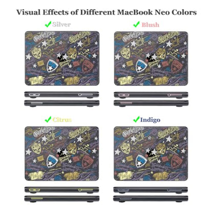 Hard Shell Case for 2026 MacBook Neo 13-inch A3404 A18 Pro Chip, Slim Clear Black Protective Cover with Screen Protector Keyboard Cover Webcam Cover & Dust Plug, Graffiti Print - color: Graffiti
