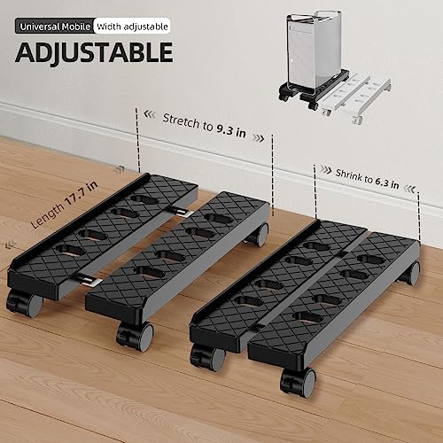 Adjustable Mobile CPU Stand, Ventilated Computer Tower Stand with 4 Caster Wheels Fits Most PC Tower, Under Desk CPU Holder PC Floor Cart Computer Riser for Gamers and Students (Large White) - color: Large White