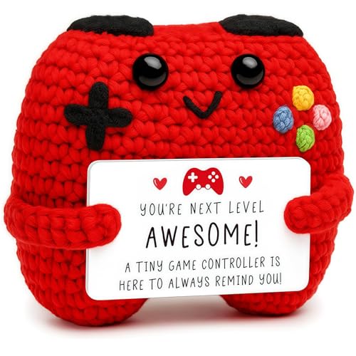 Handcrafted Crochet Game Controller, Positive Emotional Support Gifts for Teen Girls Boys, Birthday Presents for Gamers, Brothers - style: AWESOME