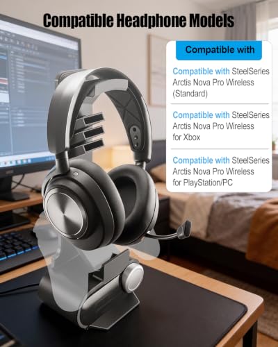 Headphone and Game Controller Stand Compatible with SteelSeries Arctis | Headset Holder Compatible with SteelSeries Arctis Nova Pro Wireless Headsets with Dock for Wireless Base Station - size: With Game Controller Stand