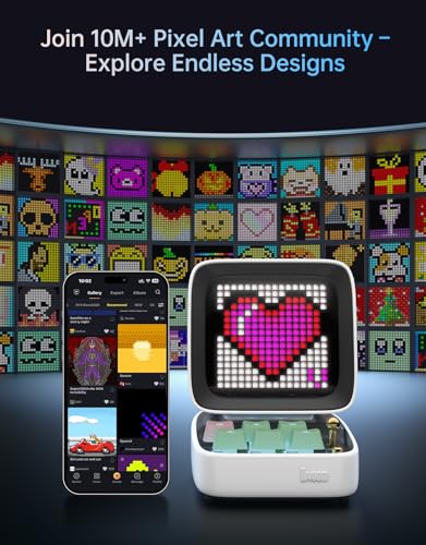 Divoom Ditoo Pro Retro Pixel Art Game Bluetooth Speaker with 16X16 LED App Controlled Front Screen (White) - color: White