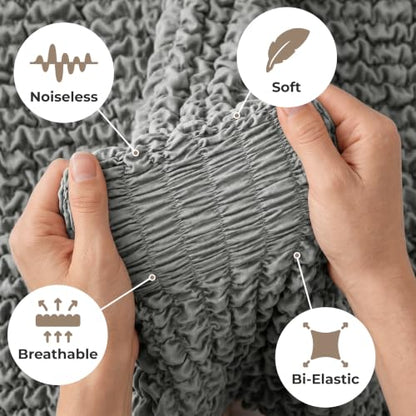 Premium Stretch Couch Covers for Sofa - Sofa Chair Cover Washable, Dogs & Pets Friendly - Elastic Polyester Loveseat Slipcovers - Non-Slip Love Seat Couch Covers - Ash (40"-63" Wide) - color: Ash, size: 40"-63" Wide