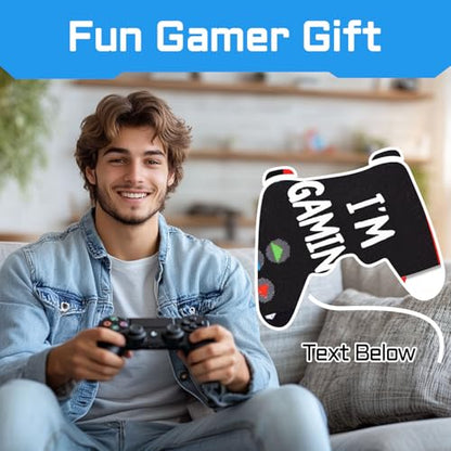 Gamer Gifts for Men - Funny Socks for Men Women, Gaming Socks for Teens with Greeting Card and Keychain