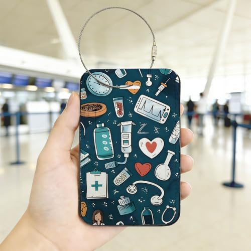 Medicine Theme ID Card Badge Holder with Wrist Lanyard, Portable Cards Protector, Medical Stuff Pattern for Bus Cards Work Badges, Suitable for Women Men Nurse Doctor - color: Medicine2