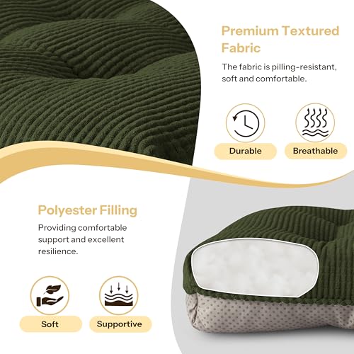 Indoor Kitchen Chair Cushions Set of 4 18"X16.5"X3" Soft Anti Slip Dining Chair Pads Tufted Kitchen Seat Cushion with Ties, Dark Green - color: Dark Green