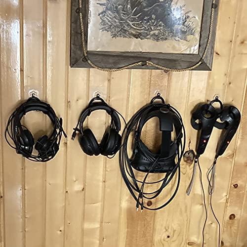 Universal Adhesive Game Controller Organizer Wall Mount and Clip for Xbox One PS4 Switch Pro - Headphone Holder - Easy to Install - 2 Pack